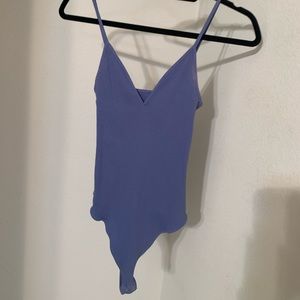Blue v-neck bodysuit